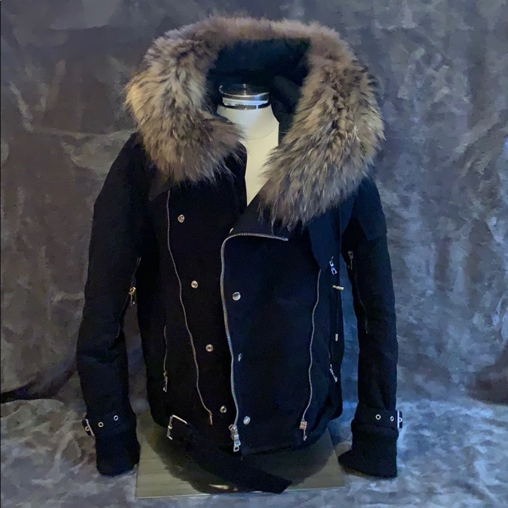 Balmain Hooded Raccoon-fur Jacket 100% Authentic